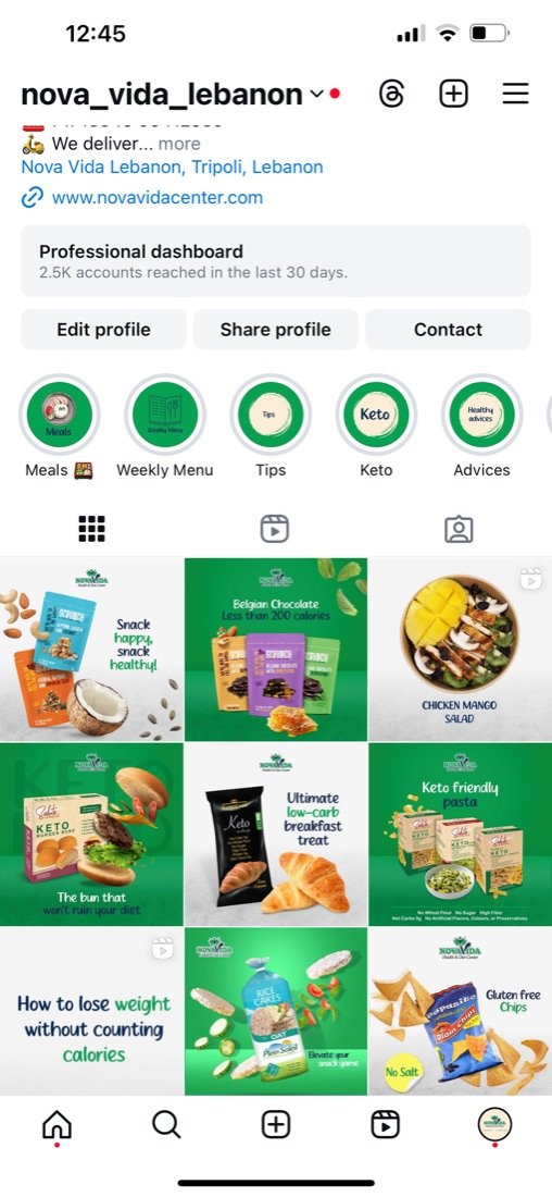 Nova Vida — Social Media · Health Food by Cucdila